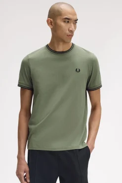 Fred Perry Camiseta de hombre de manga corta Verde Outlet