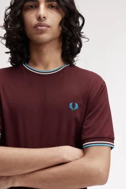 Fred Perry Camiseta de hombre de manga corta Granate