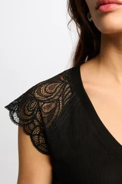 Morgan Camiseta de manga corta Negro New