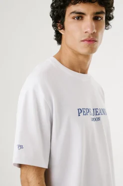 Pepe Jeans Camiseta de manga corta con logo y fantasia trasera. blanco Discount