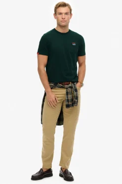 Superdry Camiseta de manga corta con cuello redondo de canalé verde Discount