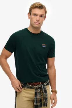 Superdry Camiseta de manga corta con cuello redondo de canalé verde Discount