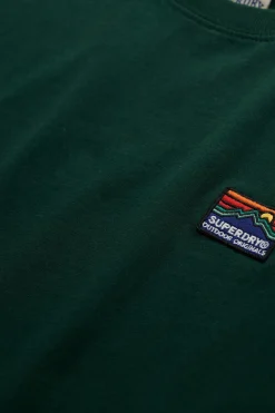 Superdry Camiseta de manga corta con cuello redondo de canalé verde Discount