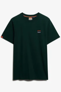 Superdry Camiseta de manga corta con cuello redondo de canalé verde Discount