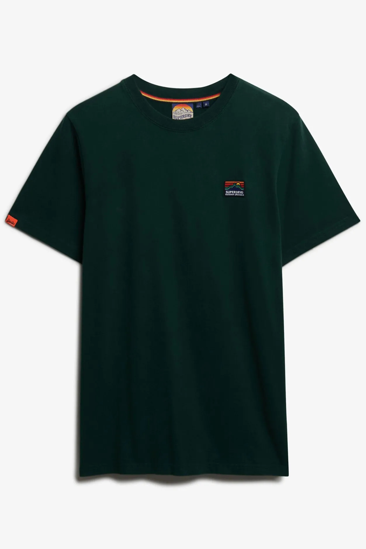 Superdry Camiseta de manga corta con cuello redondo de canalé verde Discount