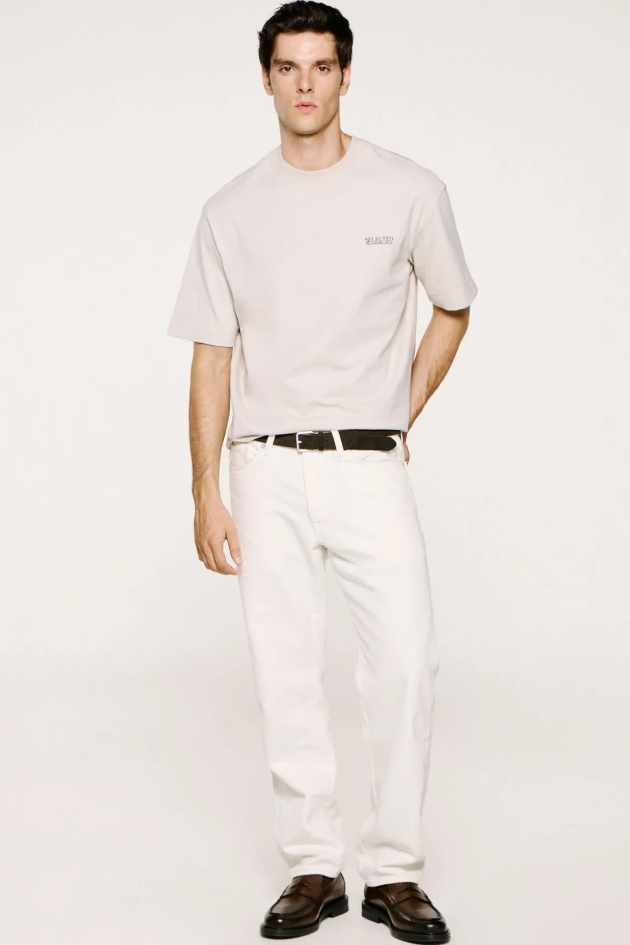 Selected Camiseta de manga corta Logo. Gris Hot