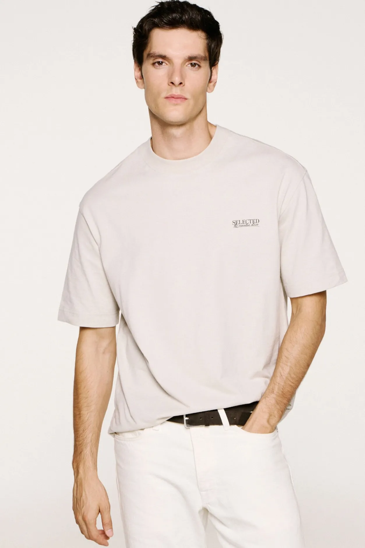 Selected Camiseta de manga corta Logo. Gris Hot