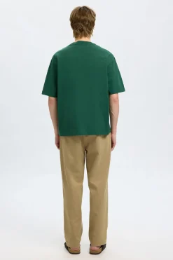 Selected Camiseta de manga corta Logo. Verde oscuro Clearance