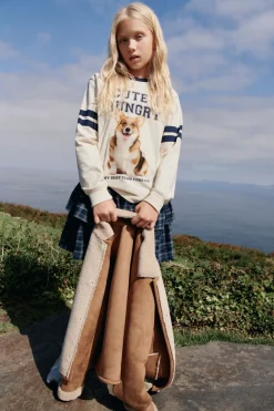 Springfield Kids Camiseta de manga larga perro varsity niña blanco New