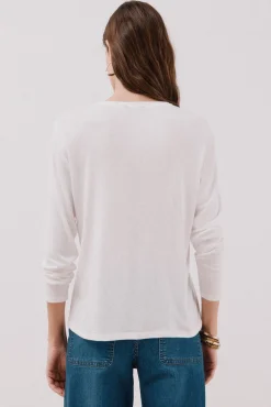 Cortefiel Camiseta detalle encaje floral Blanco Sale