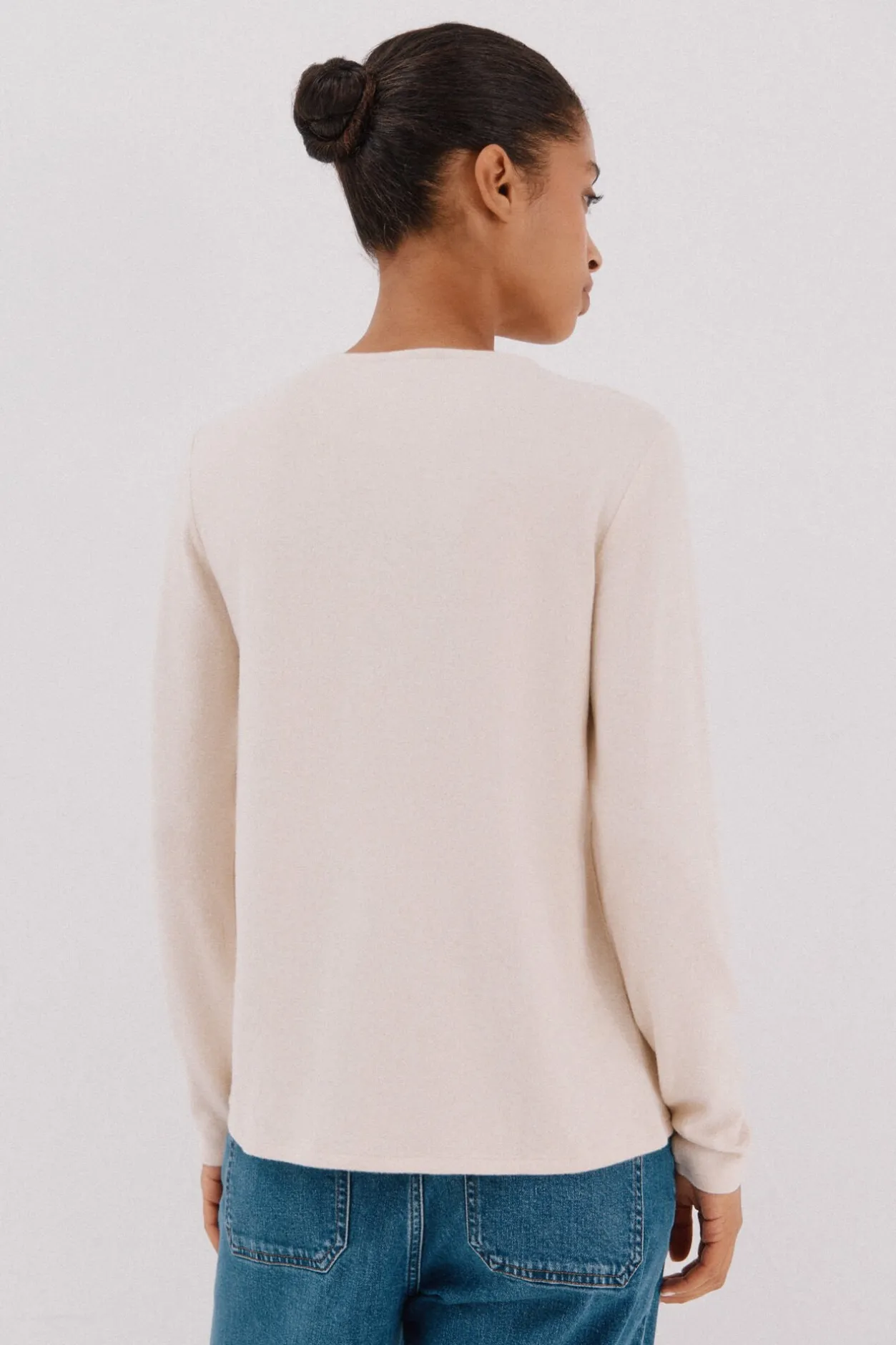 Cortefiel Camiseta detalle perlas y strass Marfil Online