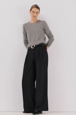 Cortefiel Camiseta detalle perlas y strass Gris Clearance