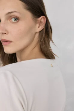 Pedro del Hierro Camiseta drapeada con broche Beige Best