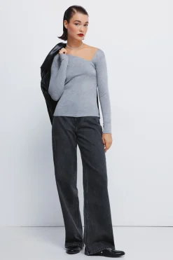 Springfield Camiseta escote asimétrico gris Outlet