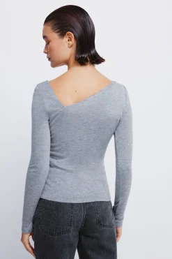 Springfield Camiseta escote asimétrico gris Outlet