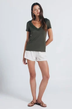 Springfield Camiseta escote crochet kaki