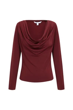 Pedro del Hierro Camiseta escote drapeado Burdeos Outlet