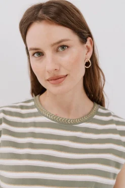 Cortefiel Camiseta escote pico Verde Sale