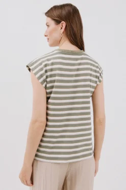 Cortefiel Camiseta escote pico Verde Sale