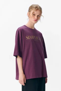 Object Camiseta estampada texto Morado Outlet