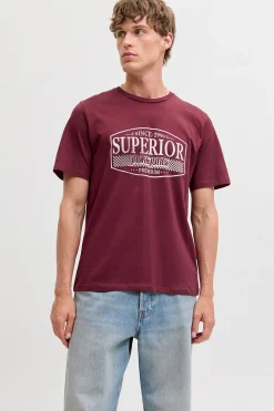 Jack & Jones Camiseta estampado frontal Vino Discount