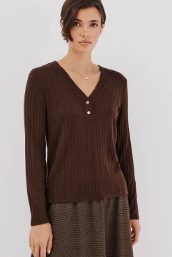 Cortefiel Camiseta estructura panadera Marrón oscuro