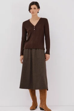 Cortefiel Camiseta estructura panadera Marr&oacute;n oscuro