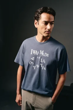 OOTO Camiseta gráfica lavada Azul oscuro Discount