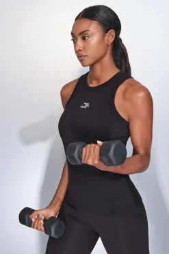 Dash and Stars Camiseta halter algodón canalé negro Outlet