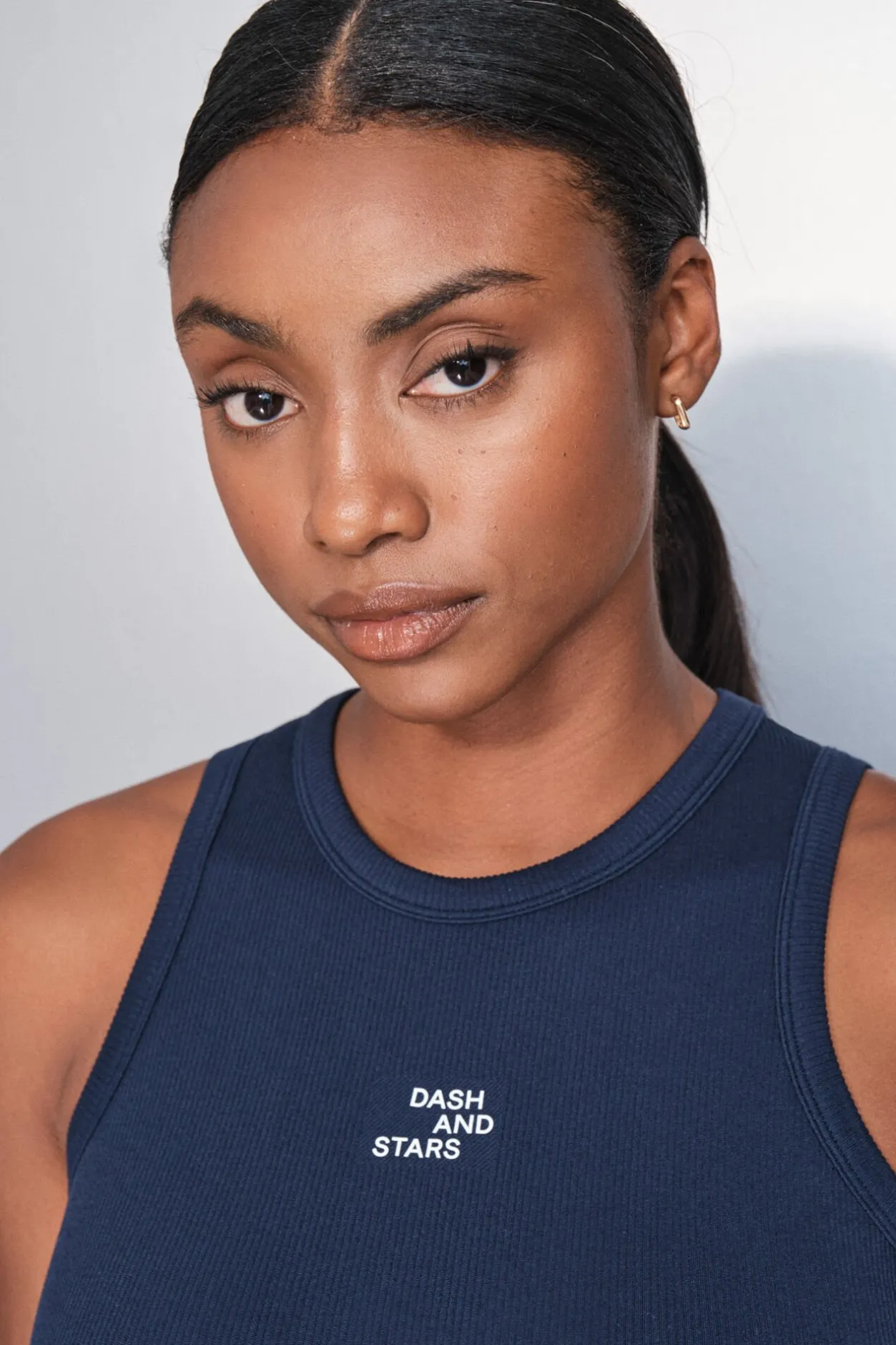 Dash and Stars Camiseta halter algodón canalé azul Best