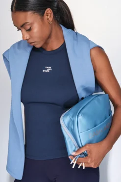 Dash and Stars Camiseta halter algodón canalé azul Best