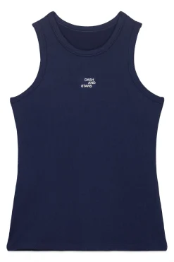 Dash and Stars Camiseta halter algodón canalé azul Best