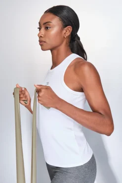 Dash and Stars Camiseta halter algodón canalé blanco