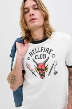 Jack & Jones Camiseta Hellfire Club blanco Hot