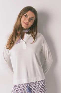 Women'secret Camiseta holgada manga larga blanco Discount