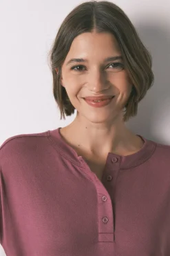 Women'secret Camiseta holgada manga larga granate burdeos Sale