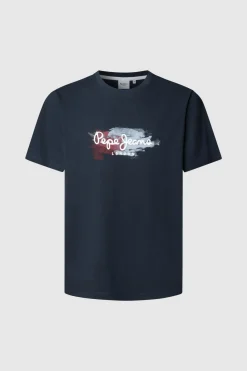 Pepe Jeans Camiseta Logo Estampado Fit Regular azul Outlet