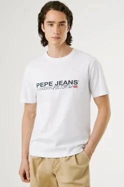 Pepe Jeans Camiseta Logo Estampado Fit Regular blanco Discount