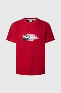 Pepe Jeans Camiseta Logo Estampado Fit Regular rojo Clearance