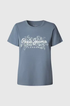 Pepe Jeans Camiseta Logo Floral Estampado azul Best
