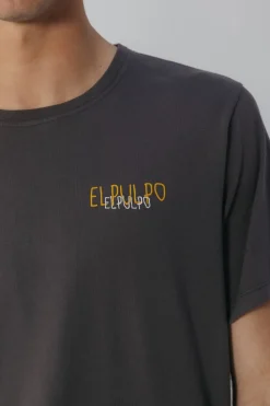 elPulpo Camiseta logo tejido Gris oscuro Clearance