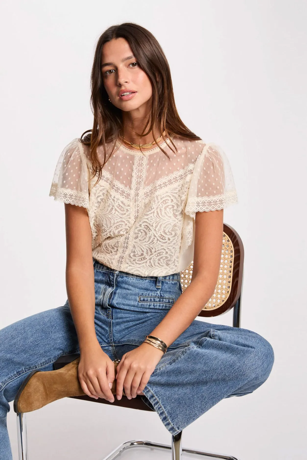 Morgan Camiseta manga corta Marfil Clearance