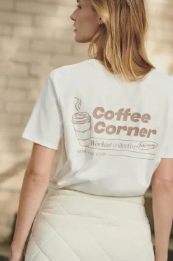 Dash and Stars Camiseta manga corta algodón blanco beige Hot