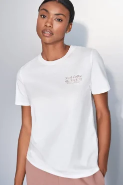 Dash and Stars Camiseta manga corta algodón blanco beige Hot