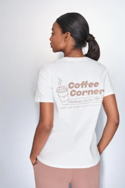 Dash and Stars Camiseta manga corta algodón blanco beige Hot