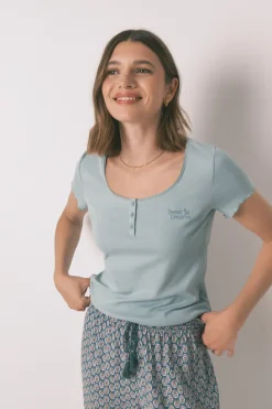 Women'secret Camiseta manga corta algodón verde Discount