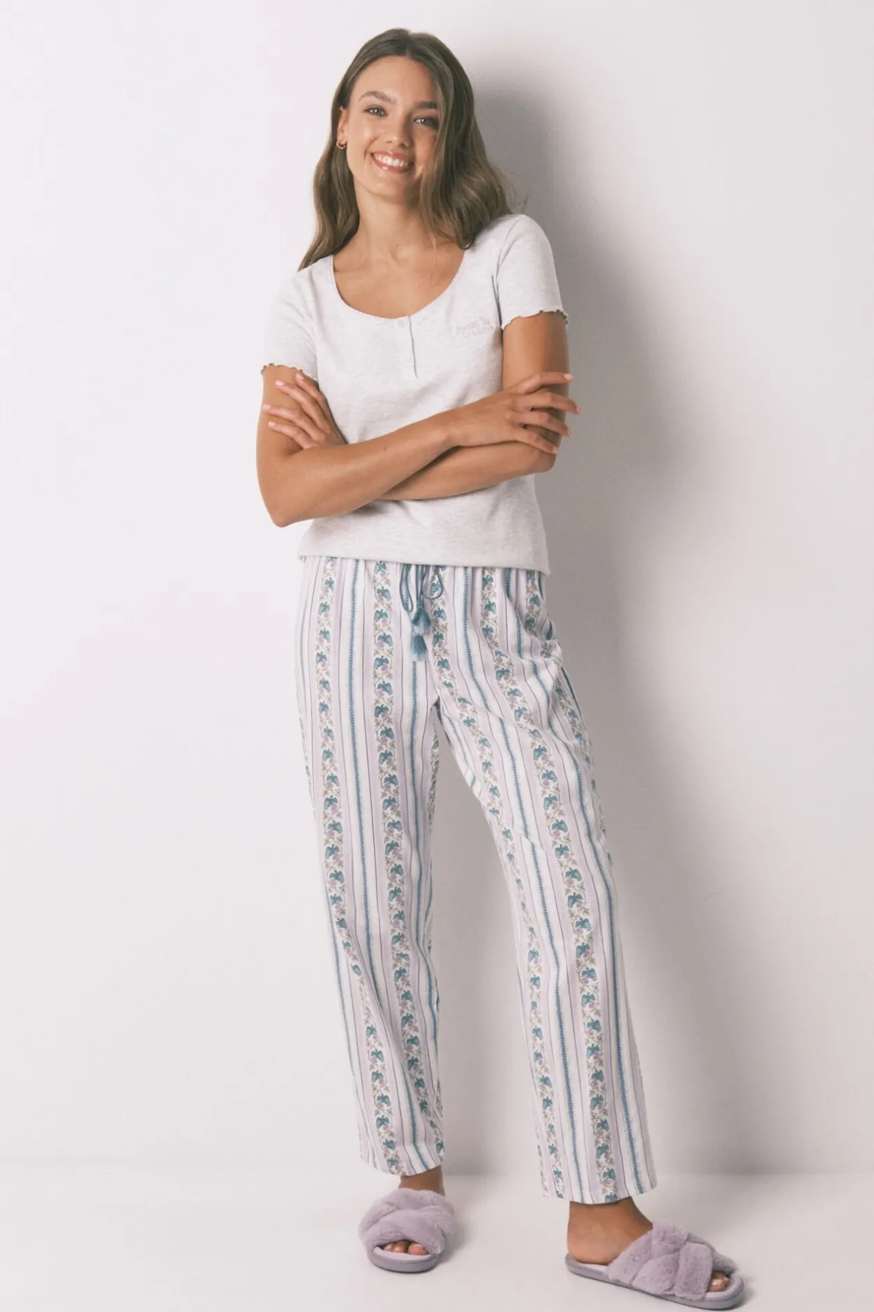 Women'secret Camiseta manga corta algodón gris