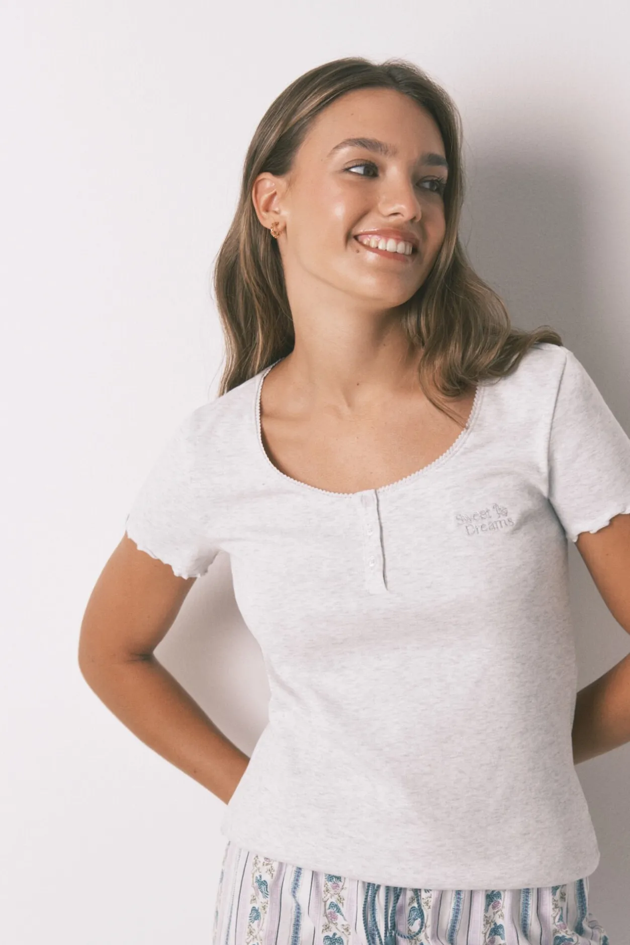 Women'secret Camiseta manga corta algodón gris