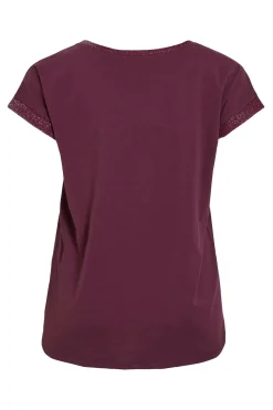 Vila Camiseta manga corta con glitter de algodón orgánico Morado New