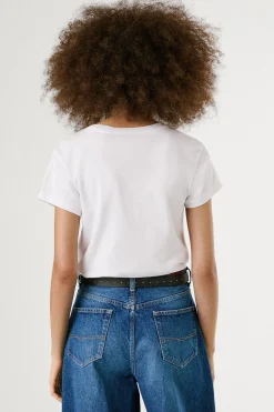 Pepe Jeans Camiseta manga corta con logo frontal con motivos florales blanco New